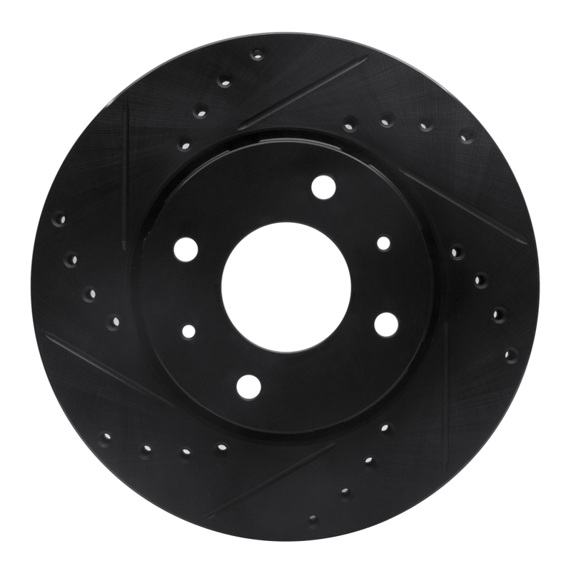 Volvo S40 Brake Rotor (1) - Front Left - R1 Concepts - Drilled & Slotted - Black - `00-`04